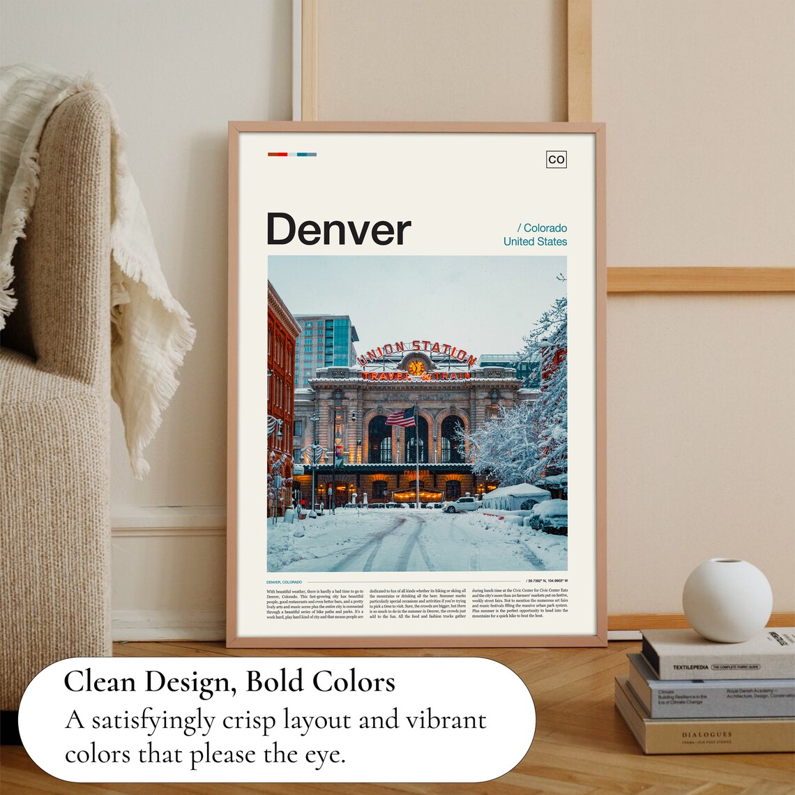 Denver Colorado Union Station Snowy Winter Historic Train Depot Poster - Image 3
