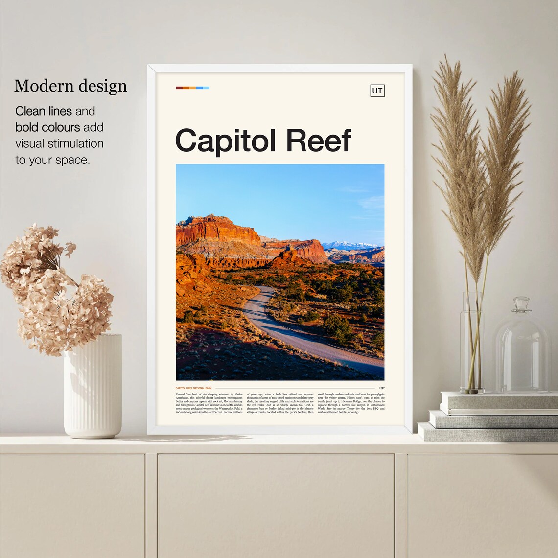 Capitol Reef National Park Utah Red Rock Desert Road Photo Travel Poster - Image 4