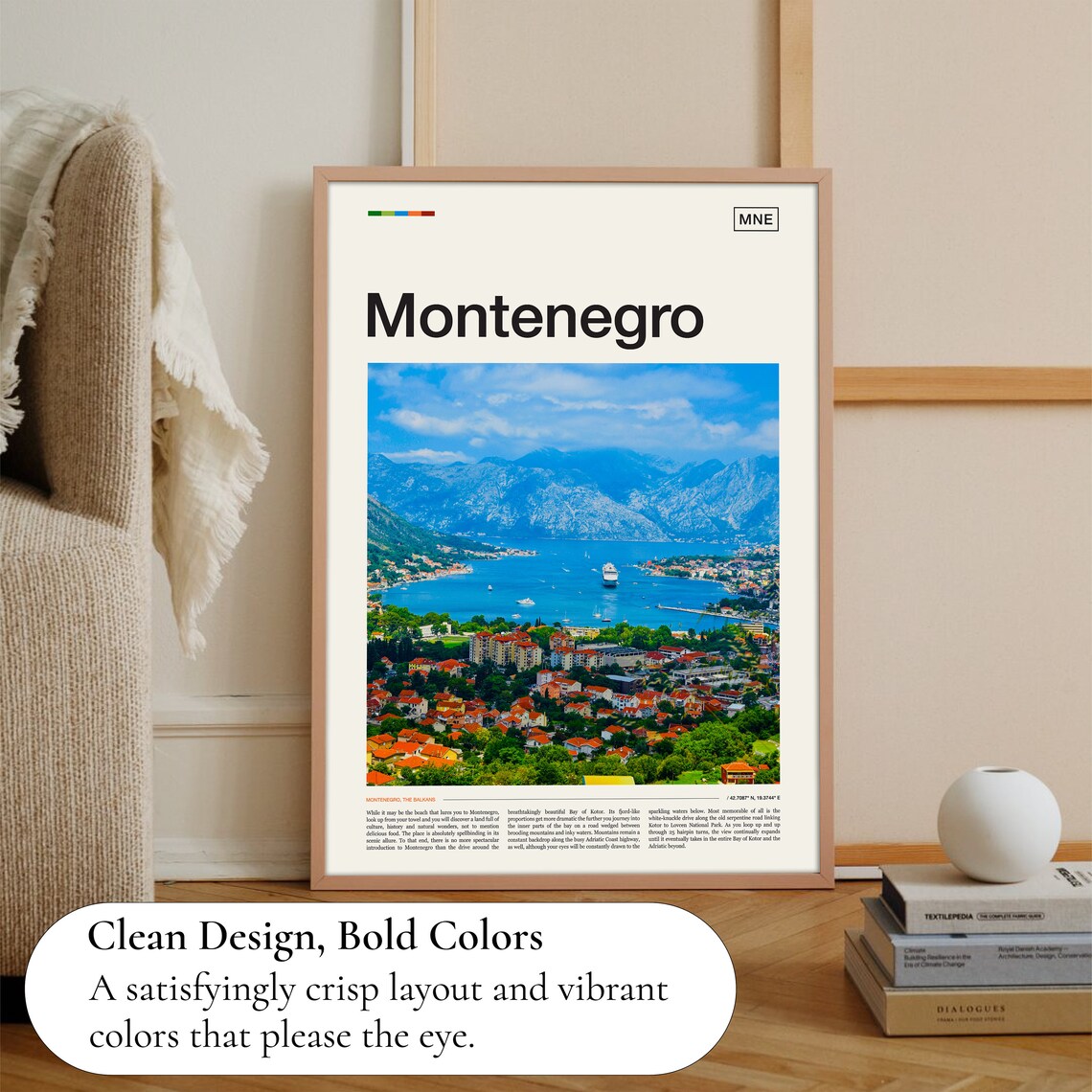 Montenegro Bay of Kotor Adriatic Coast Aerial View Travel Poster - Image 3