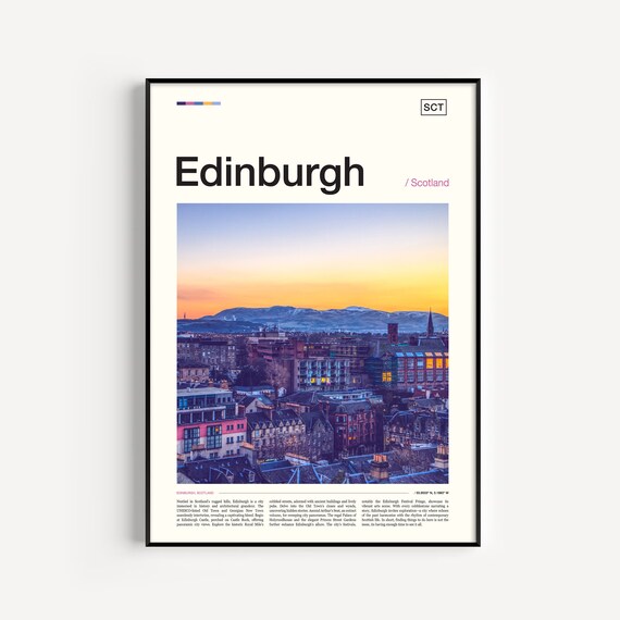 Edinburgh Scotland City Panorama Dusk Skyline Evening Photo Poster
