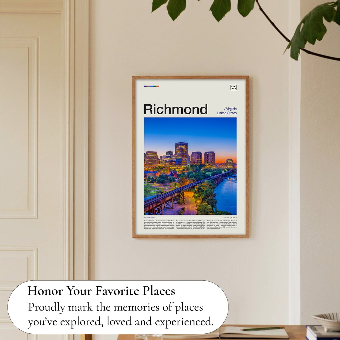 Richmond Skyline Art Print, Virginia Travel Poster - Image 5