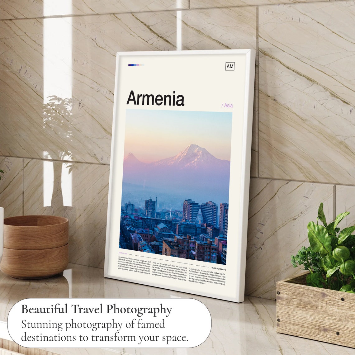 Armenia Asia Yerevan City Mount Ararat Snowy Peak View Poster - Image 4