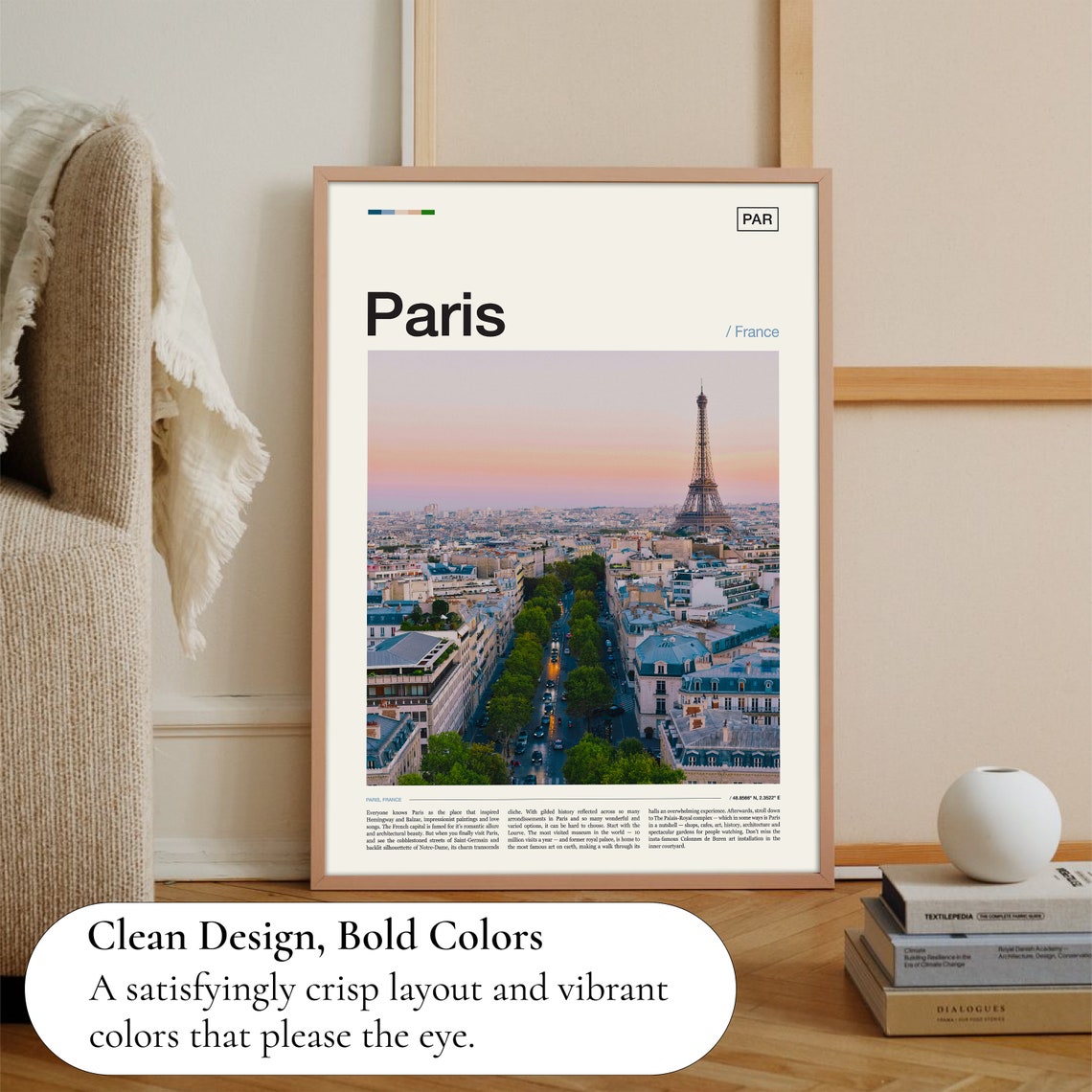 Paris France Eiffel Tower Sunset Aerial Cityscape Photo Poster - Image 3