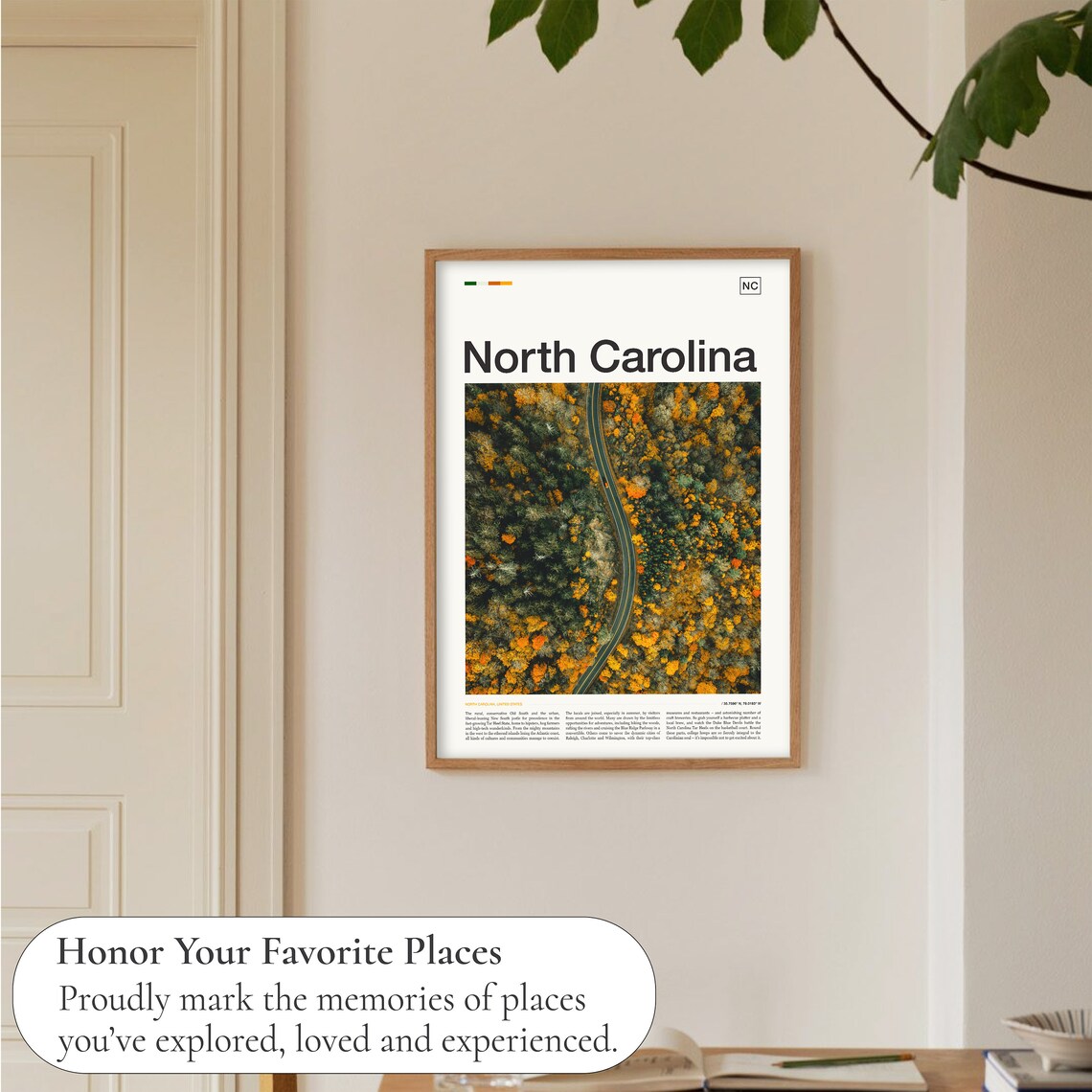 North Carolina United States Autumn Forest Winding Road Aerial Poster - Image 5