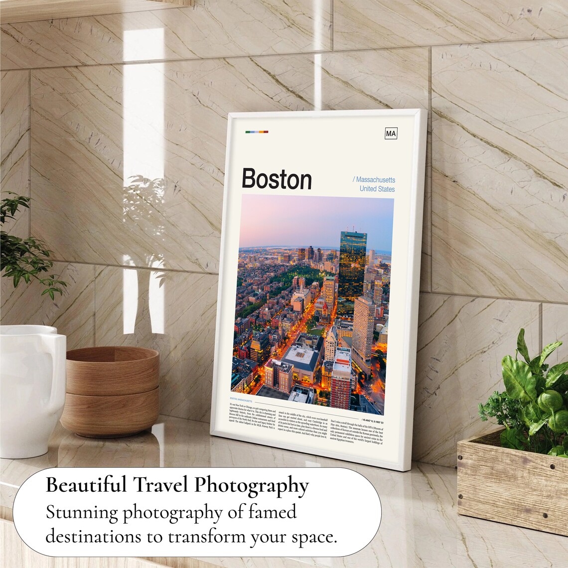 Boston Skyline Travel Poster, Boston City View - Image 4