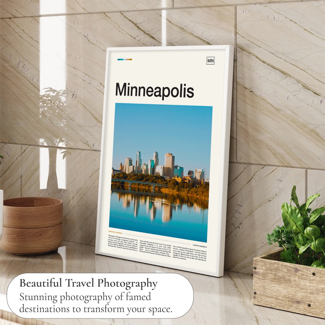 Minneapolis Minnesota Skyline Reflected Water Golden Light Poster - Image 4