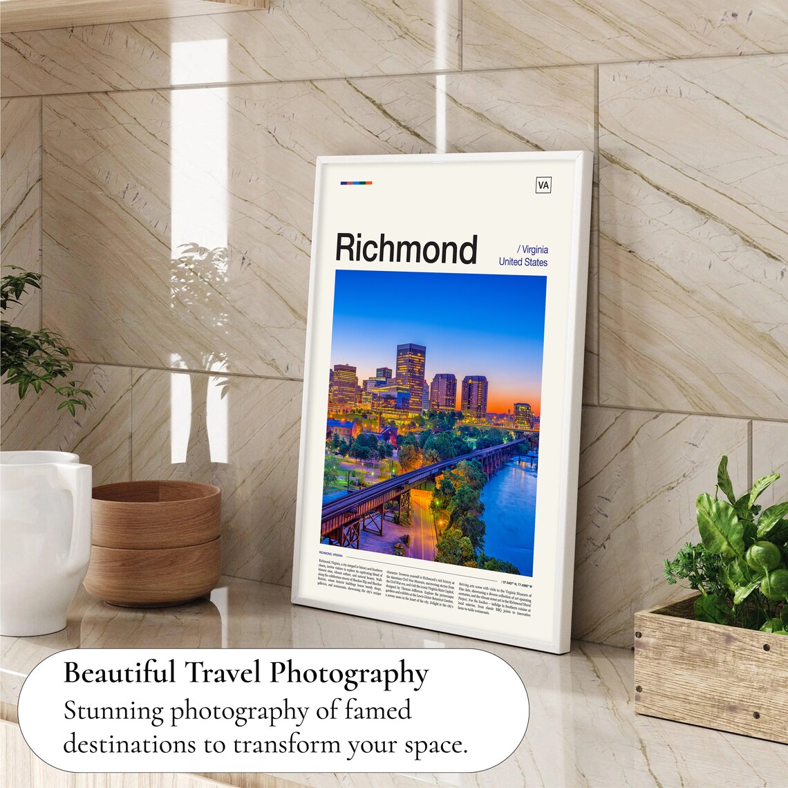 Richmond Skyline Art Print, Virginia Travel Poster - Image 4