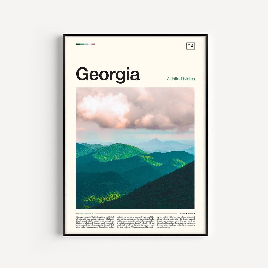 Georgia Print Georgia Poster Georgia Wall Art Georgia Art Print Georgia Photo Georgia Photography Georgia Usa Georgia Travel Print