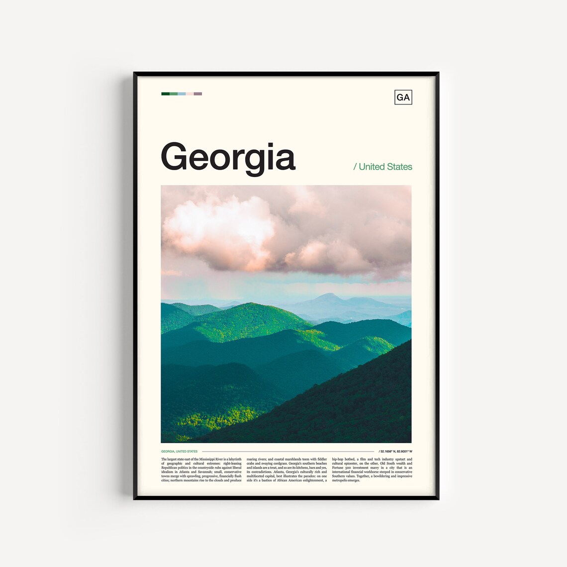 Georgia United States Misty Green Mountain Ridges Photo Poster