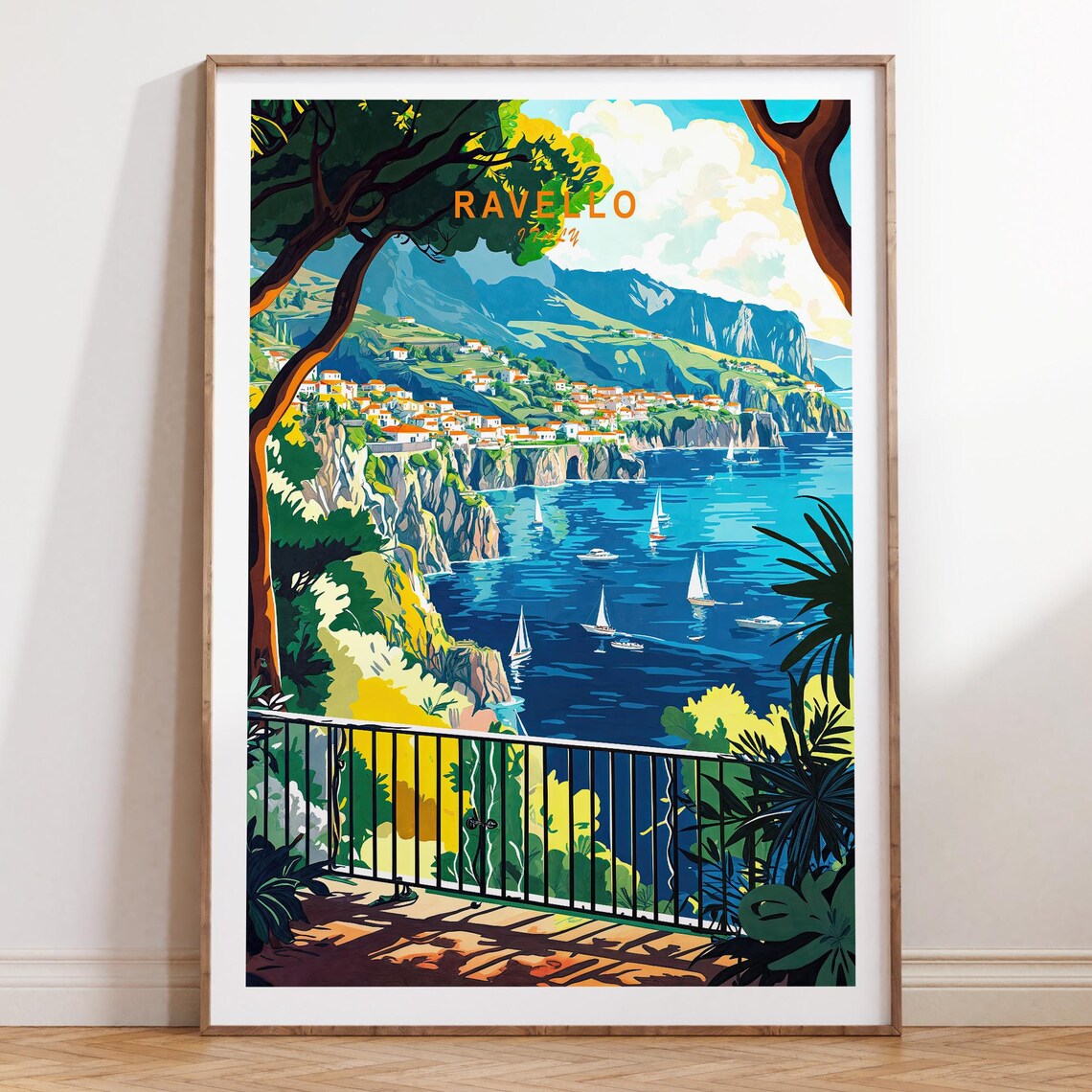 Ravello Italy Cliffside Village Coast Vintage Travel Art Poster