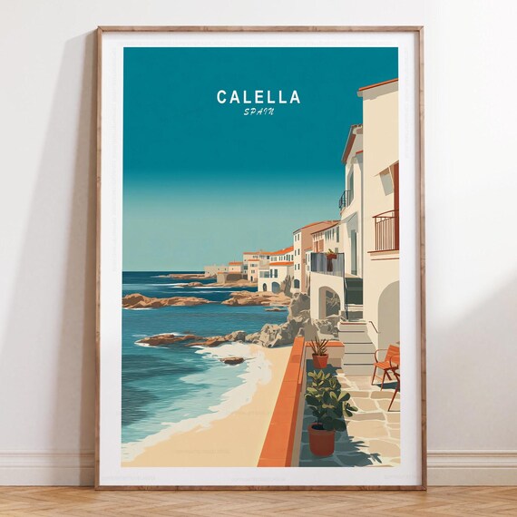 Calella Spain Charming Old Town Seafront Promenade Travel Poster