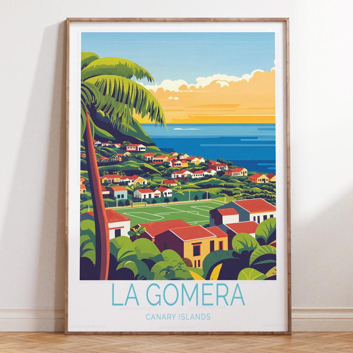 La Gomera Canary Islands Sunset Coast Retro Travel Poster for Home
