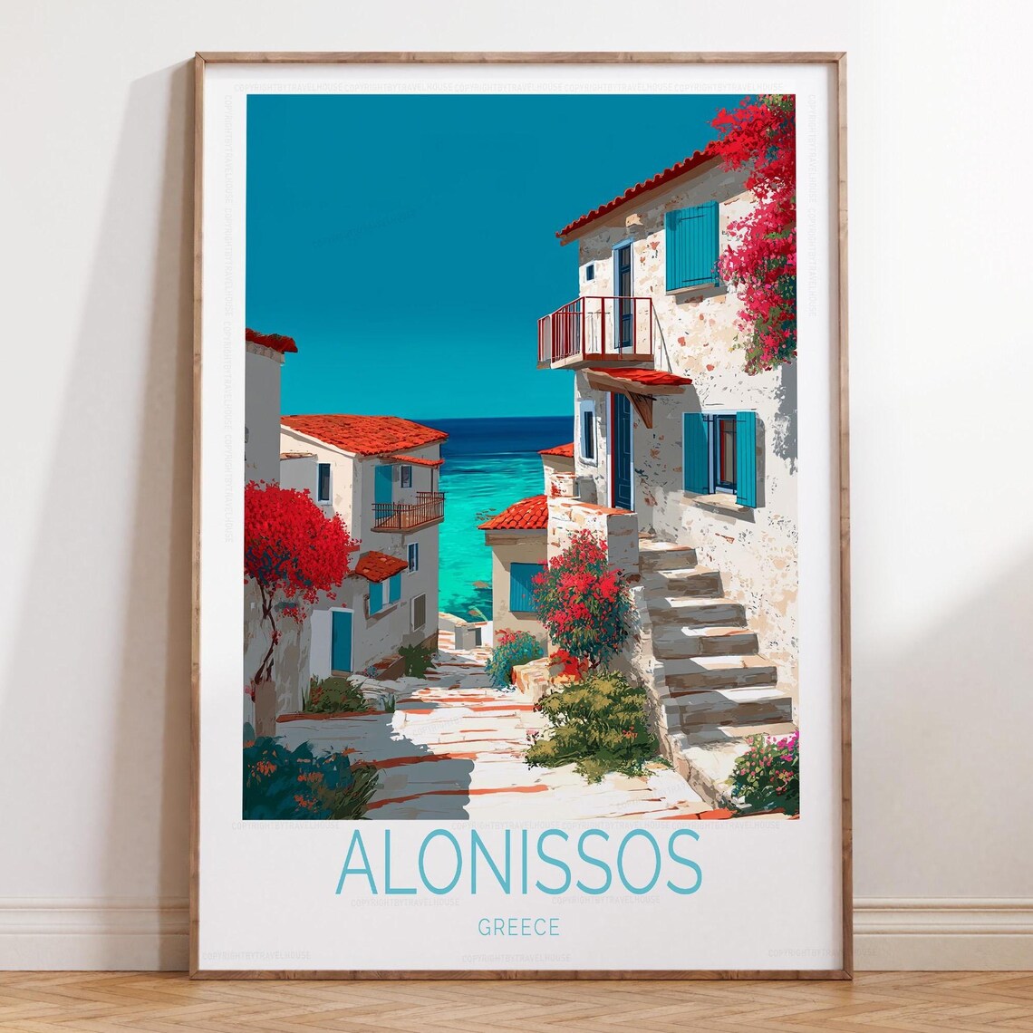 Alonissos Greece Travel Poster, Island Wall Art