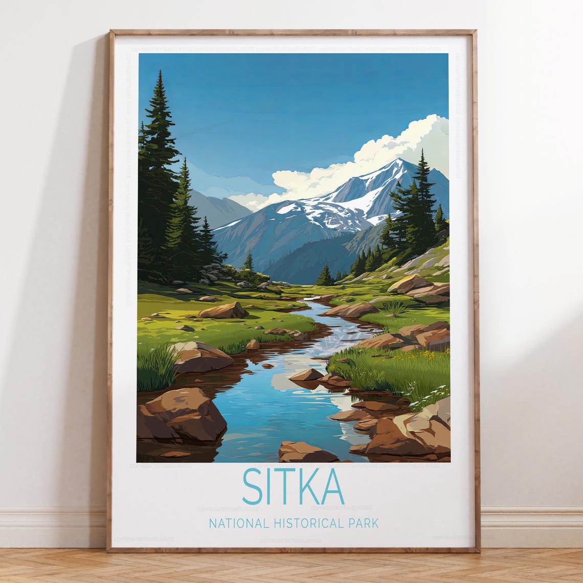 Sitka National Historical Park Meadow Stream Bottom Text Poster