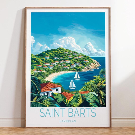 Saint Barts Caribbean Travel Poster Print Wall Art Housewarming Gifts Birthday