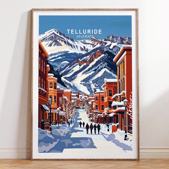 Telluride Colorado Ski Poster Travel Wall Art Winter Minimalist Home Decor