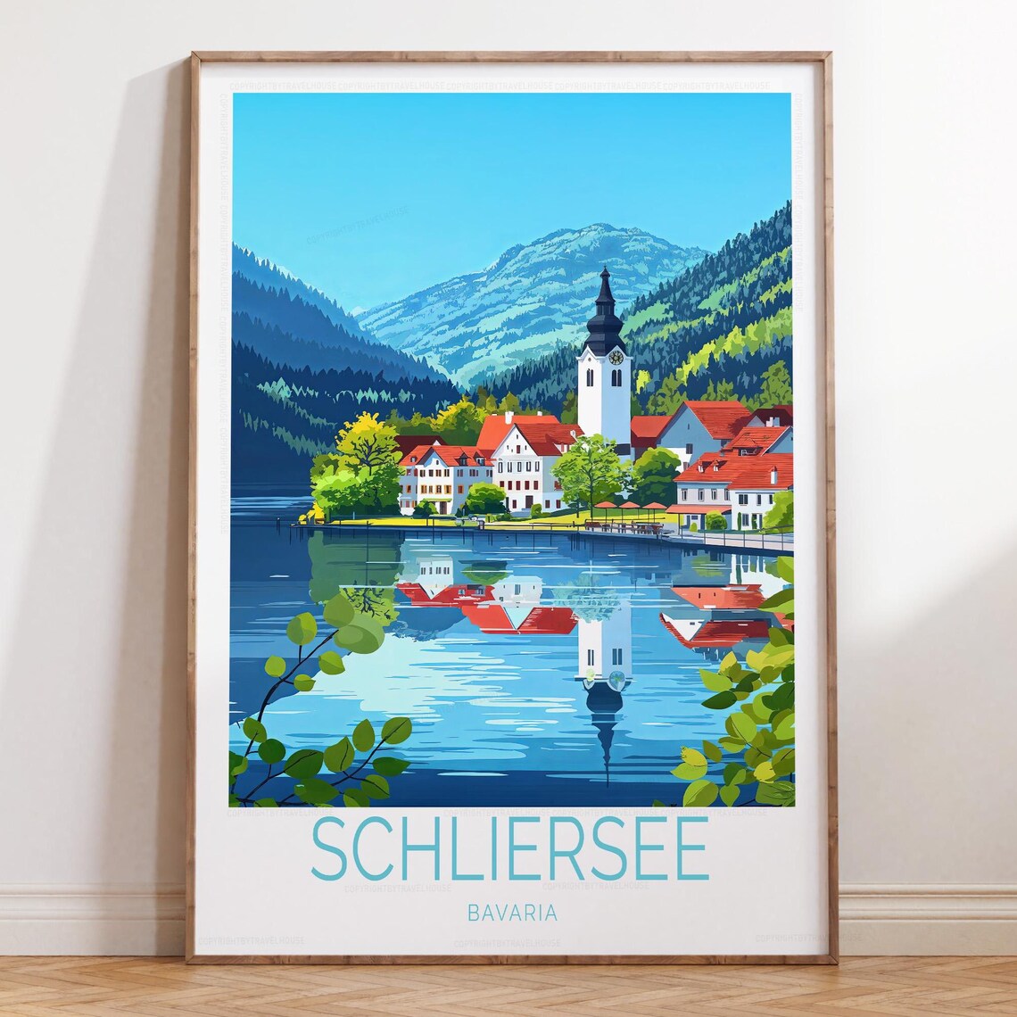 Schliersee Bavaria Lakeside Village Alpine Lake Travel Poster