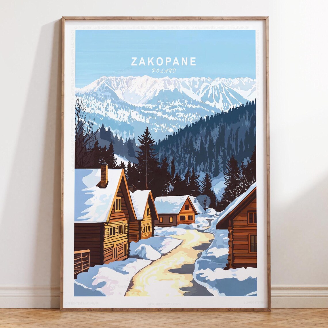 Zakopane Poland Winter Village Tatra Mountains Top View Travel Poster