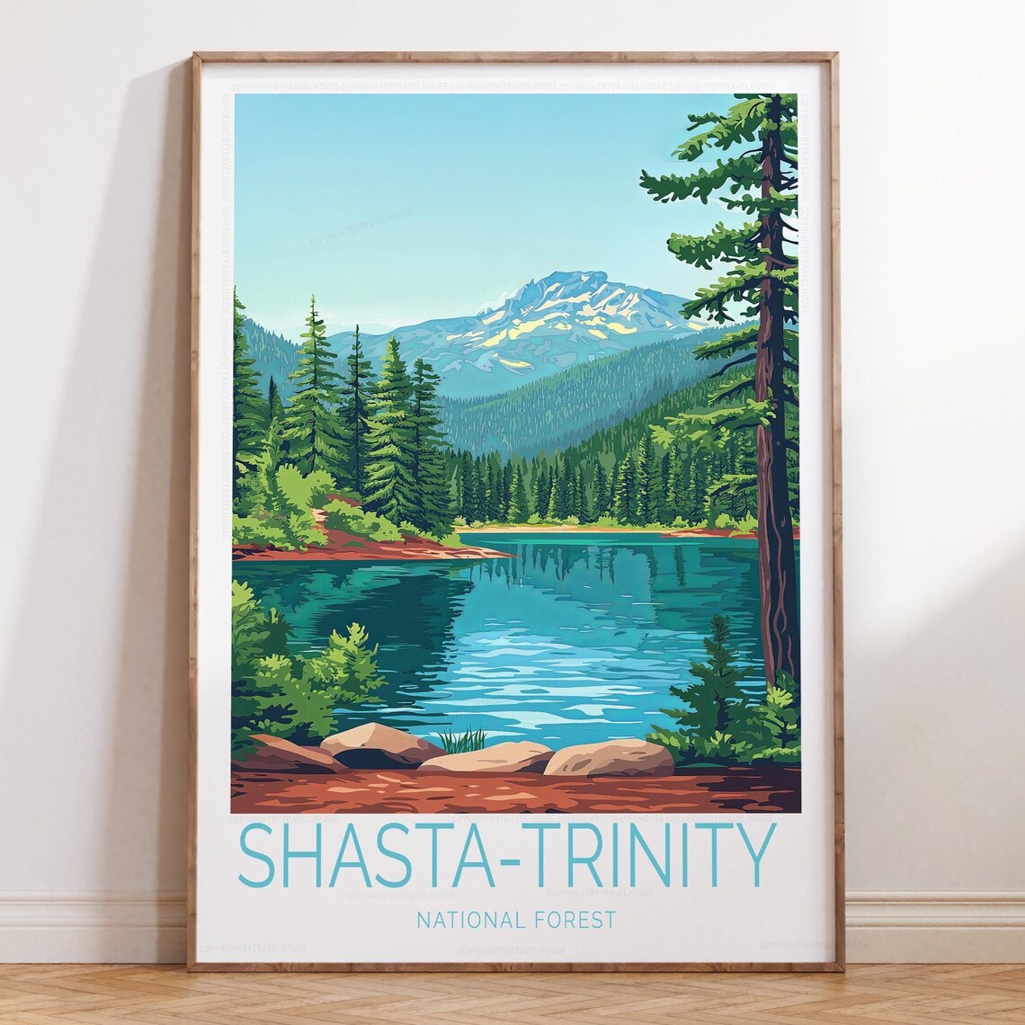 Shasta-Trinity National Forest Rocky Shore Alpine Lake Peak Poster
