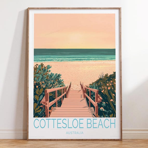 Cottesloe Australia Travel Poster Wall Art Print Home Decor Gifts Wedding