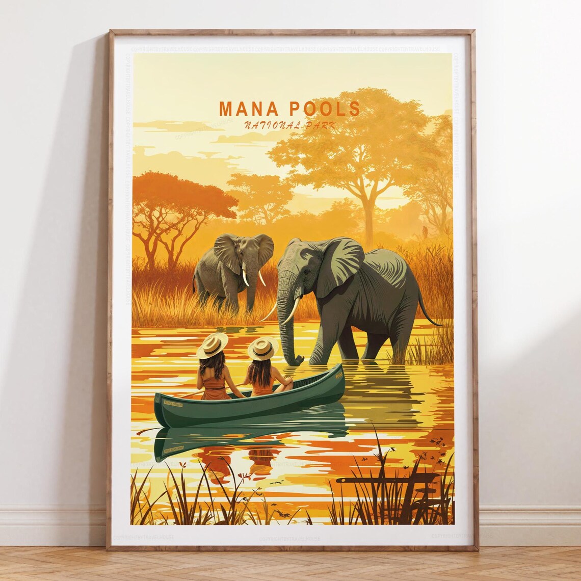 Mana Pools National Park Safari Elephants At Golden Hour Zimbabwe Poster