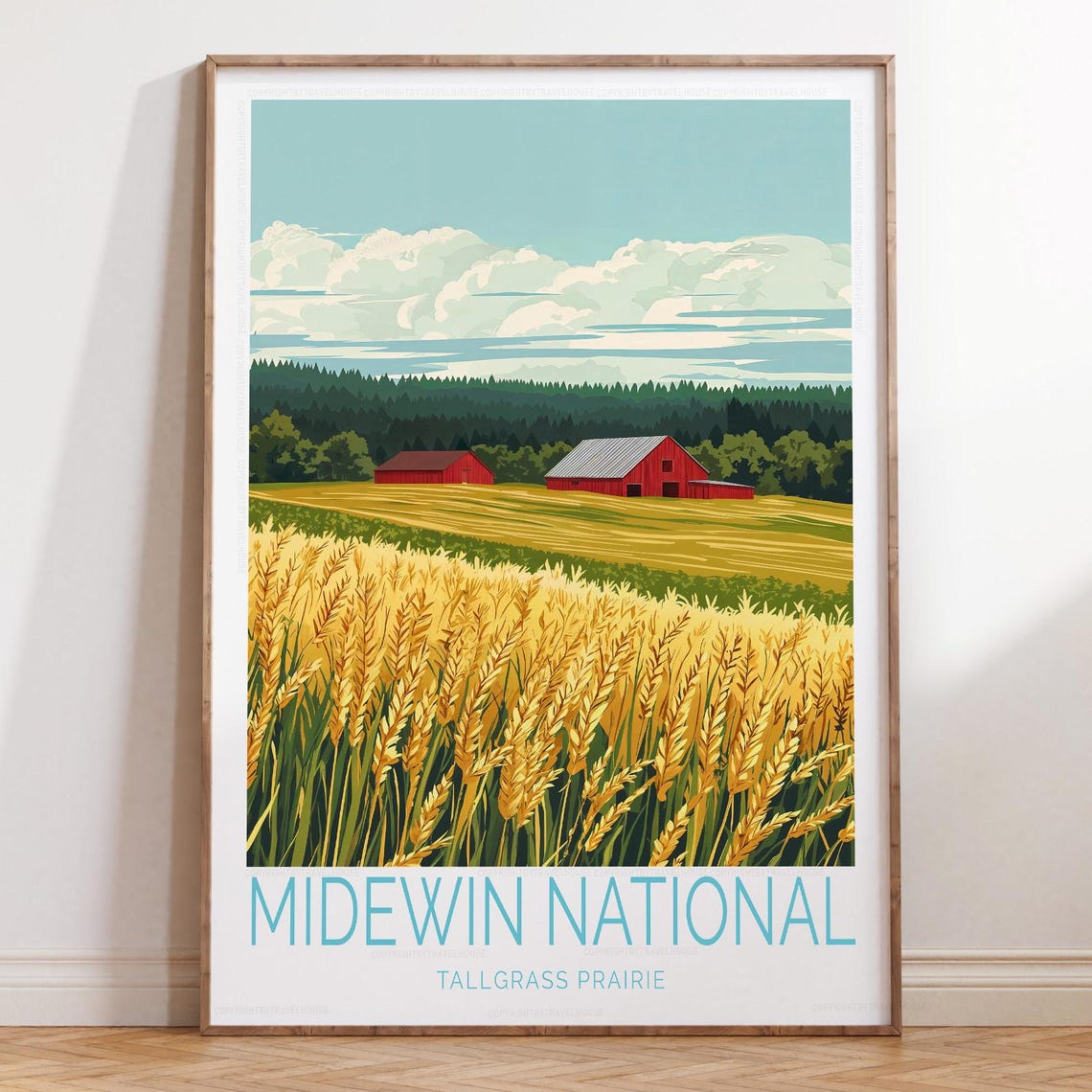Midewin National Tallgrass Prairie Wheat Fields Red Barns Poster