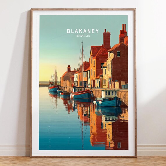 Blakaney Norfolk Golden Hour Harbor Fishing Boats Travel Poster