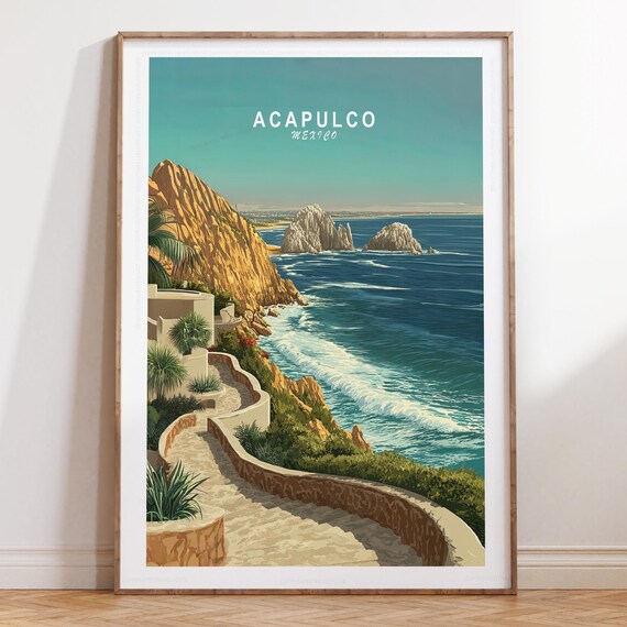 Acapulco Travel Poster Mexico Wall Art Print Minimalist