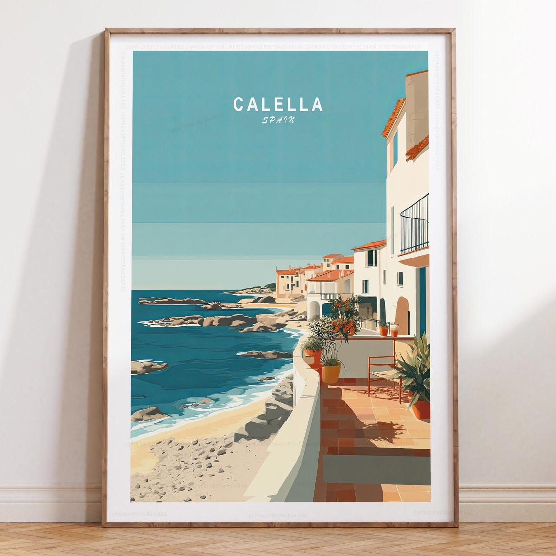 Calella Spain Seaside Terrace Mediterranean Coast Travel Poster