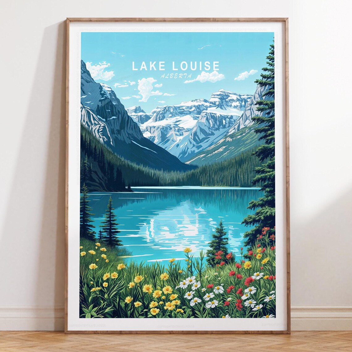 Lake Louise Alberta Glacier Mountain Peaks Travel Scene Poster