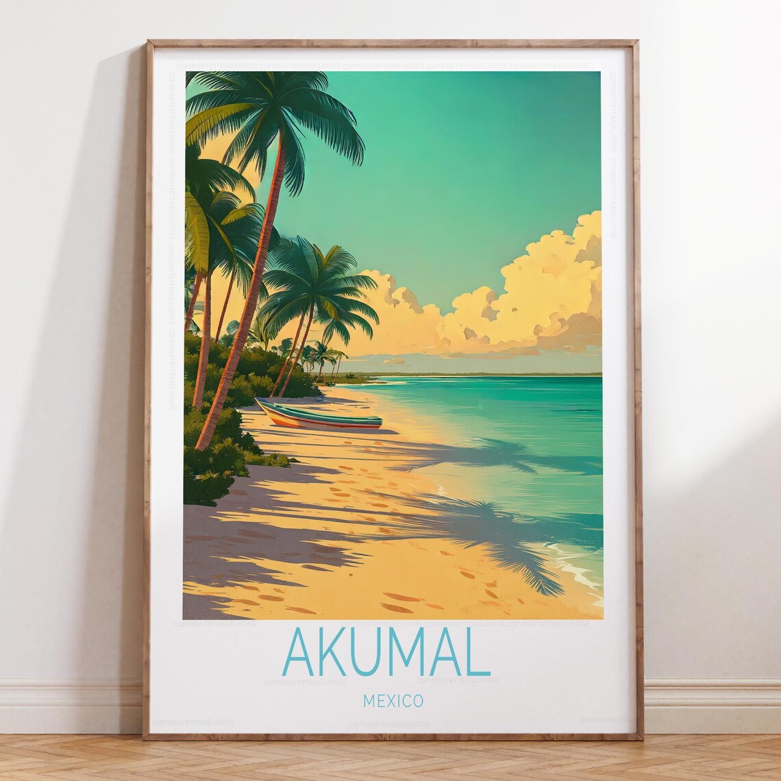 Akumal Mexico Travel Poster Print Wall Art Wedding Gifts Home Decor