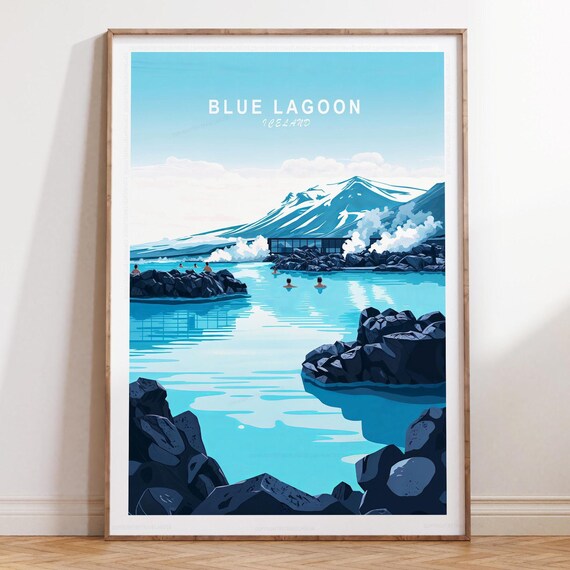 Blue Lagoon Iceland Turquoise Lagoon Classic Top Title Travel Poster