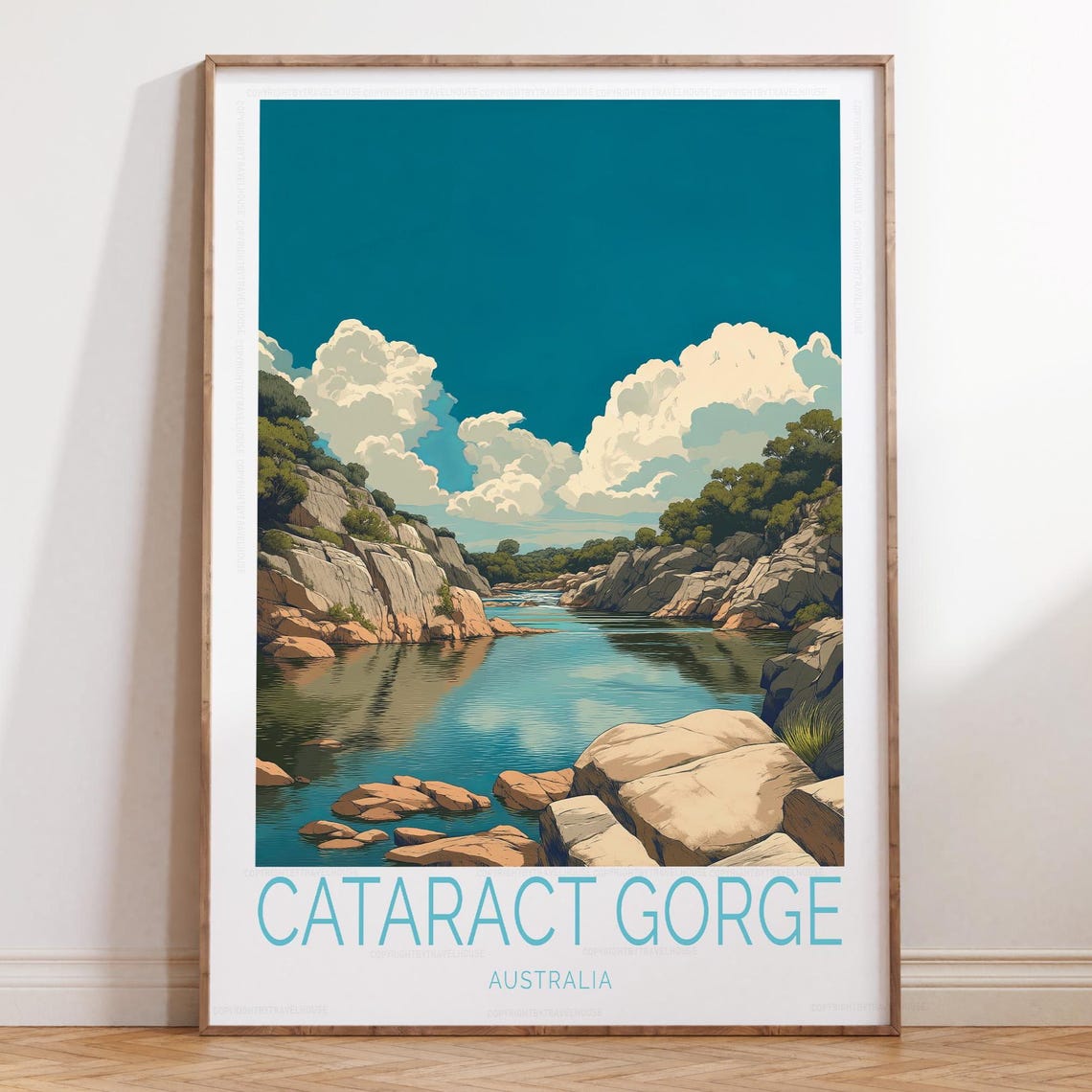 Cataract Gorge Australia Blue Sky River Rocks Landscape Poster