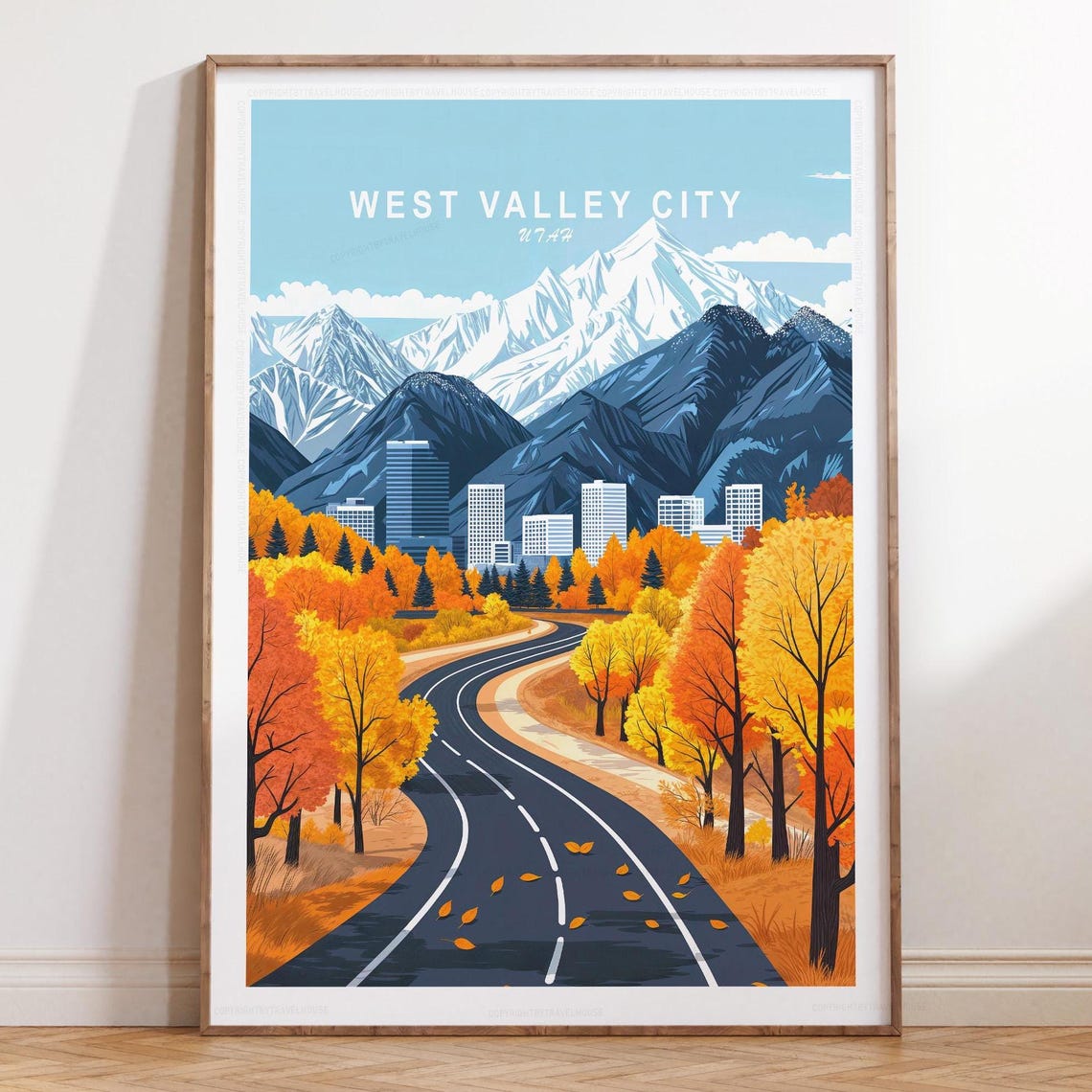 West Valley City Utah Fall Foliage Skyline Mountain View Poster