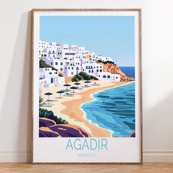Agadir Morocco Travel Poster Wall Art Print House Warming Gifts Birthday Present