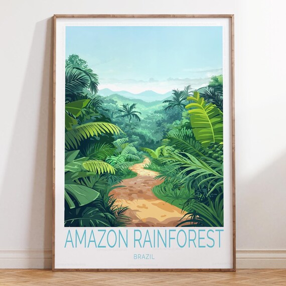 Amazon Rainforest Brazil Travel Poster Wall Art Print Birthday Gifts Wedding