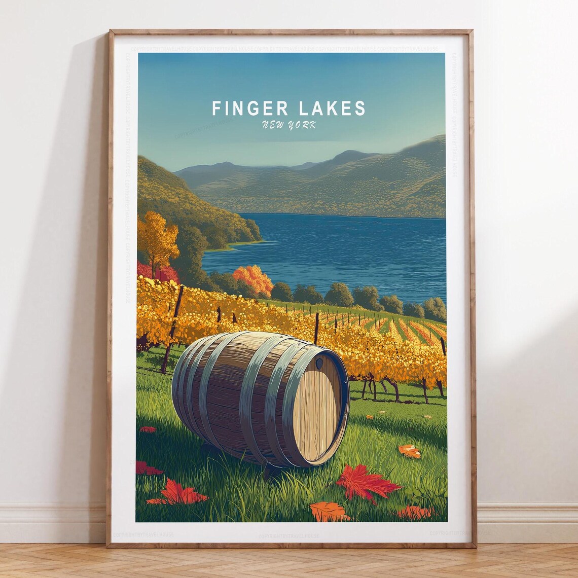 Finger Lakes Minimalist Travel Poster, New York