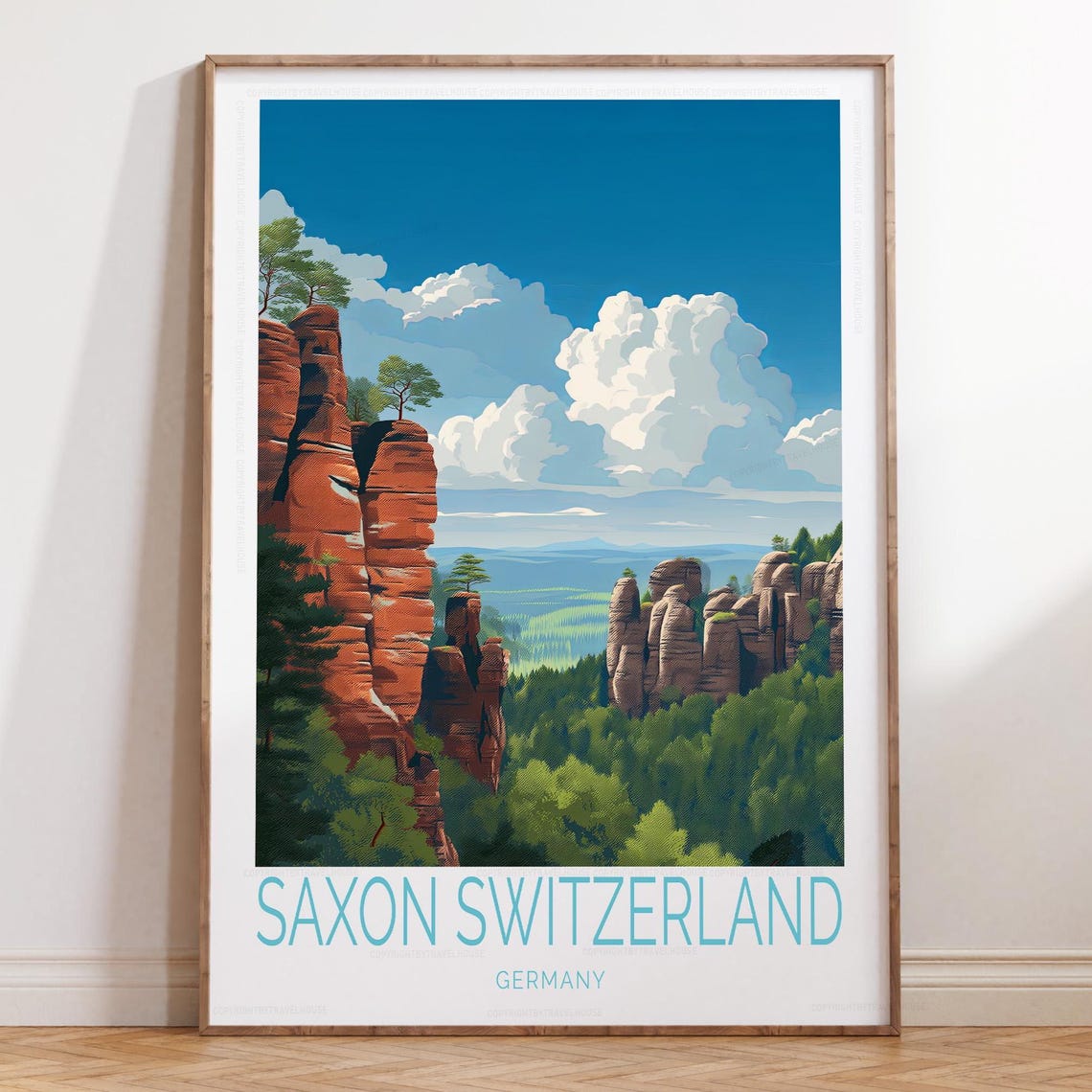 Saxon Switzerland Germany Dramatic Rock Towers Over Valley Poster