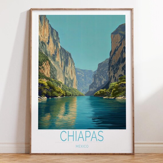 Chiapas Travel Poster Print Mexico Wall Art Wedding Gifts Home Decor