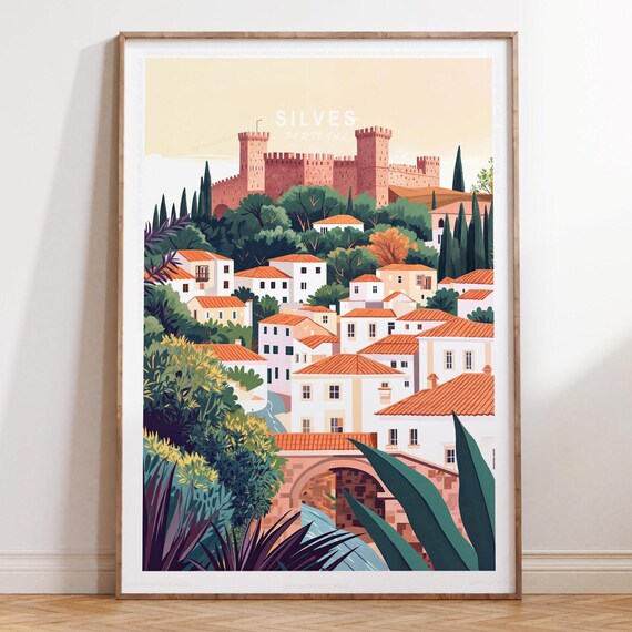Silves Portugal Medieval Castle Town Minimalist Travel Poster