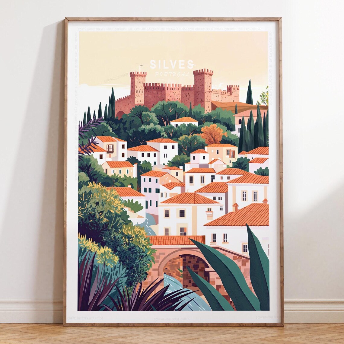 Silves Portugal Medieval Castle Town Minimalist Travel Poster