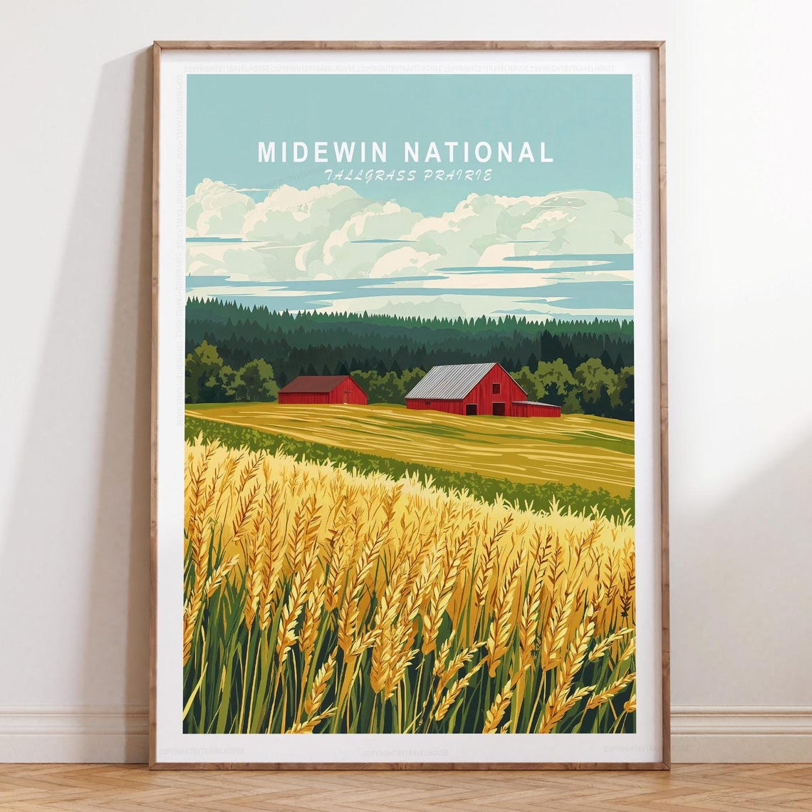 Midewin National Tallgrass Prairie Golden Wheat Field Barn Poster
