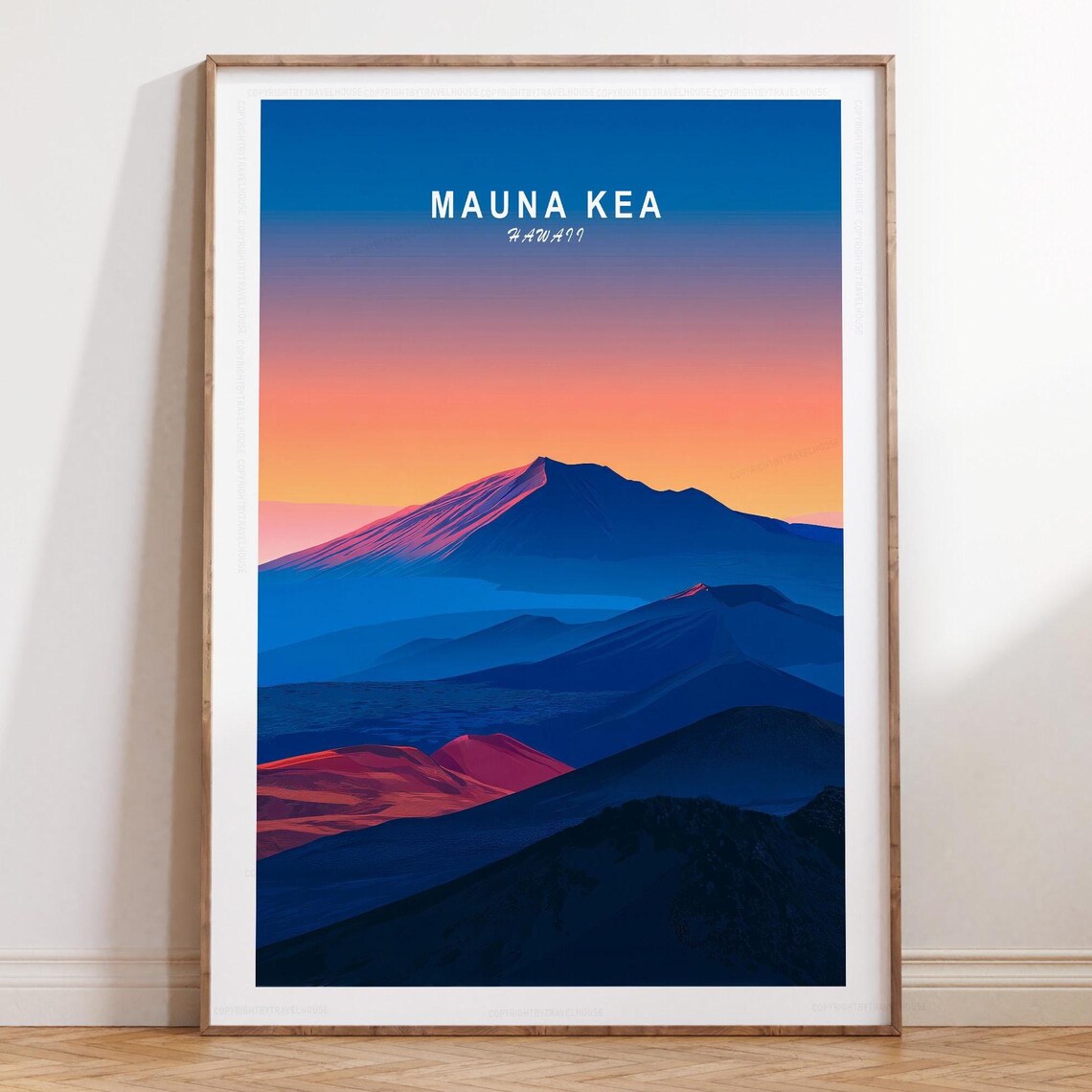 Mauna Kea Travel Poster, Minimalist Hawaii Art Print