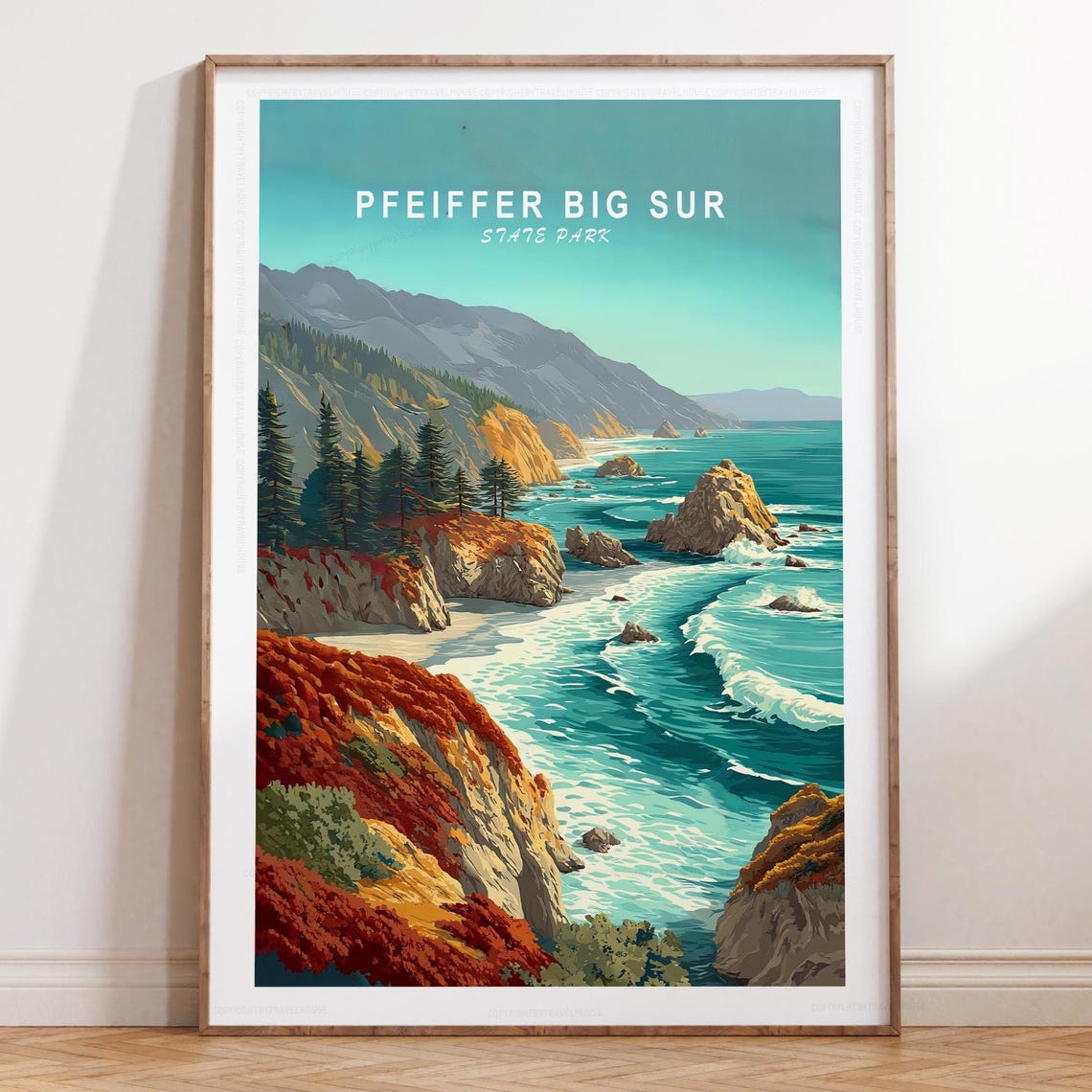 Pfeiffer Big Sur State Park Autumn Cliffs Turquoise Sea Poster