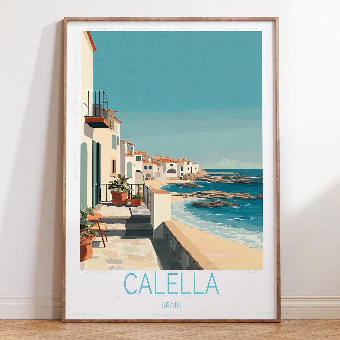 Calella Spain Mediterranean Beach Village Coastal Travel Poster