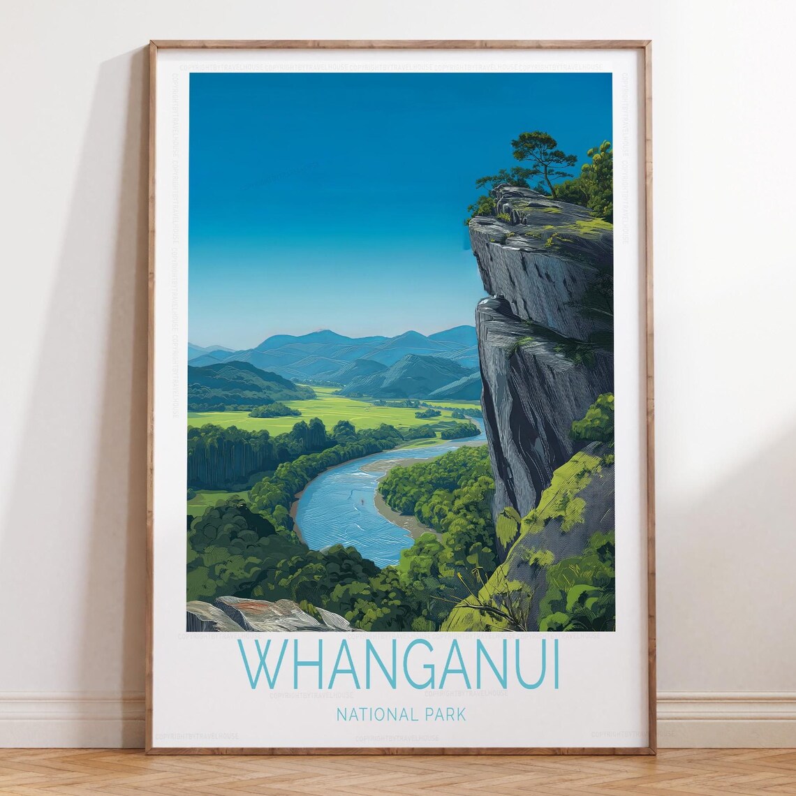 Whanganui National Park River Valley Cliff Lookout Art Poster