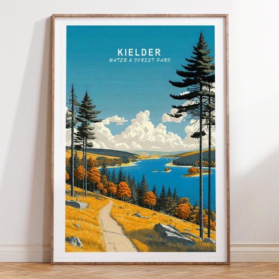 Kielder Water Forest Park Pine Trees Lakeside Trail Autumn Travel Poster