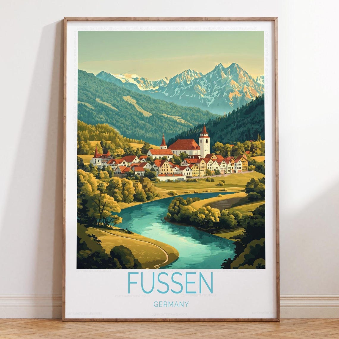 Fussen Germany Old Town River Alpine Village Landscape Poster