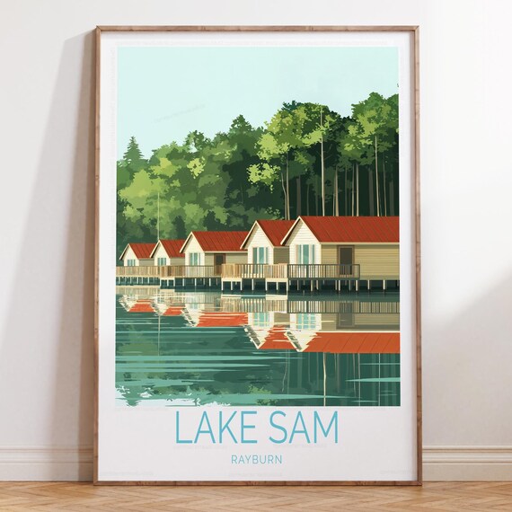 Lake Sam Rayburn Texas Bottom Title Stilt Cabins Daytime Poster