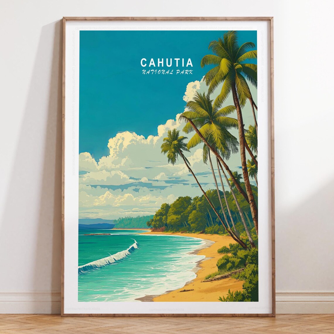 Cahutia National Park Tropical Palm Beach Wave Top Title Poster